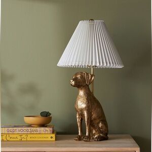 Anthropologie Icon Gold Lab Dog Lamp